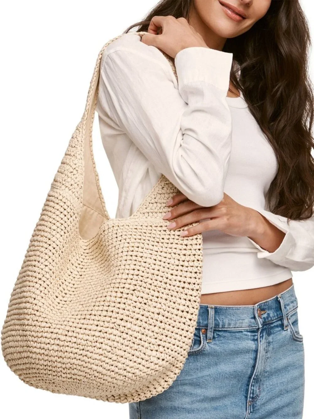 Banana Republic Marled Raffia Tote Bag Tan (Natural) Colorways, NEW